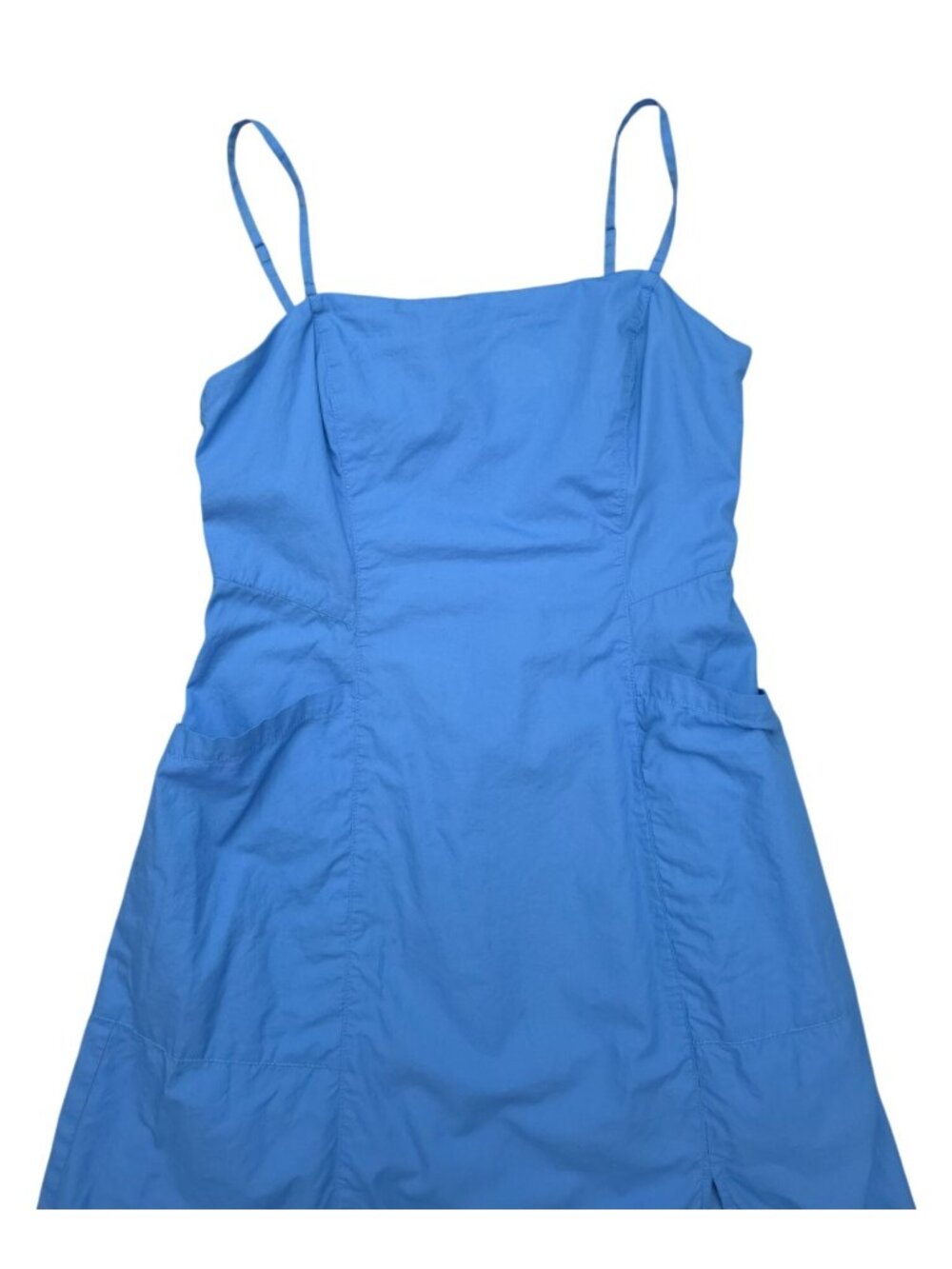 Free People SUNSHINE OF LOVE Blue Cotton Midi Dress w/ Pockets Women's Size 10 - Picture 6 of 13